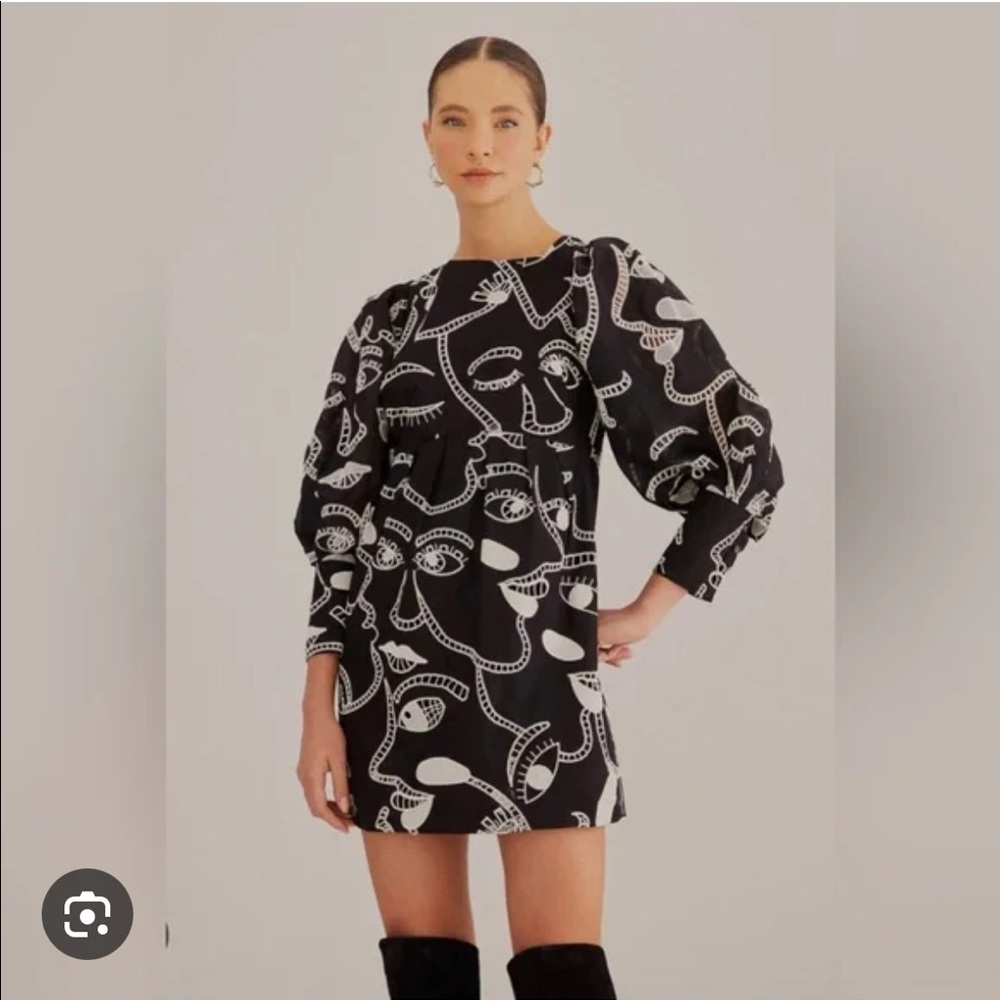 Farm Rio Richelieu Faces Mini Dress